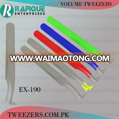 Classic L Shape Volume Tweezers / Volume Lash Tweezers With Beautiful Color Range