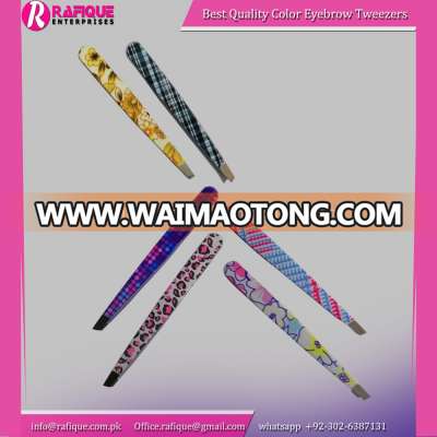 Printed Eyebrow Tweezers/Professional Plucking Removal Eyebrow Tweezers/Top Quality Cosmetic Tweezers